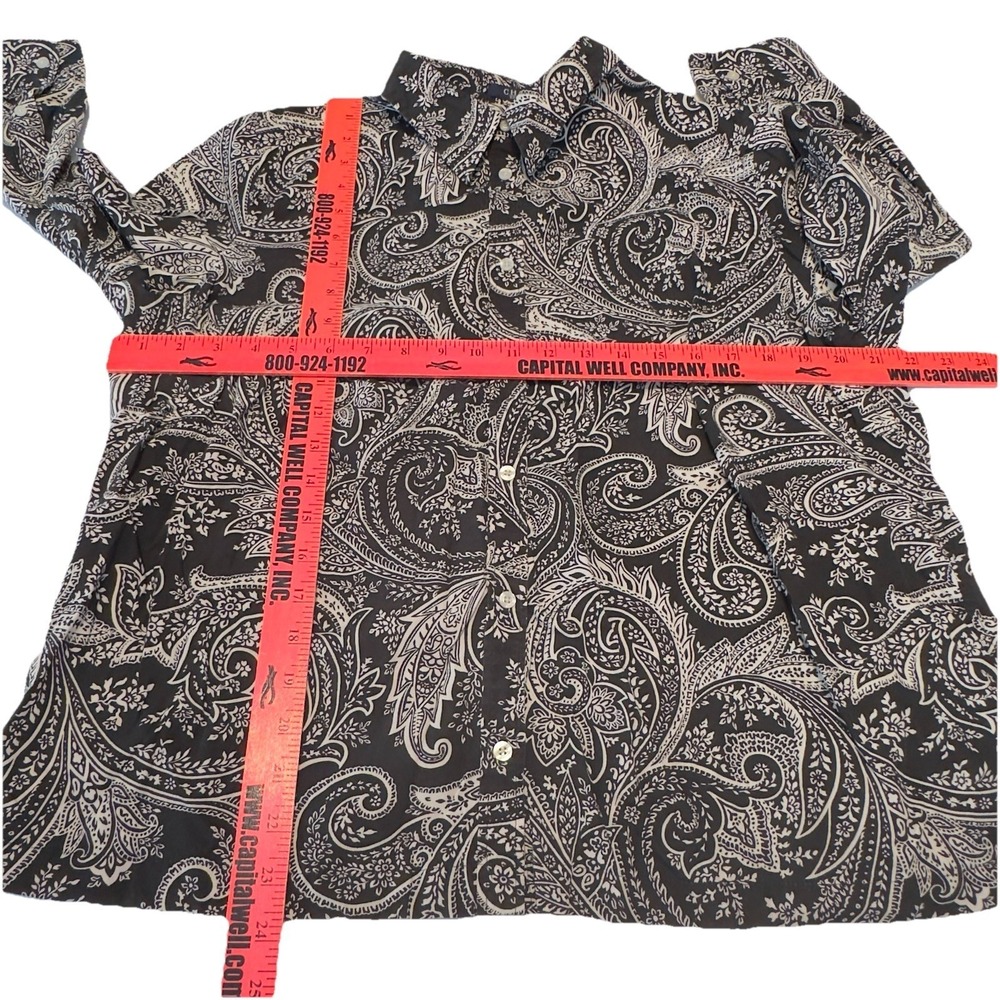 Chaps Women's Long Sleeve Floral Paisley Cotton Button Down Shirt Size 1X Black - Picture 6 of 8